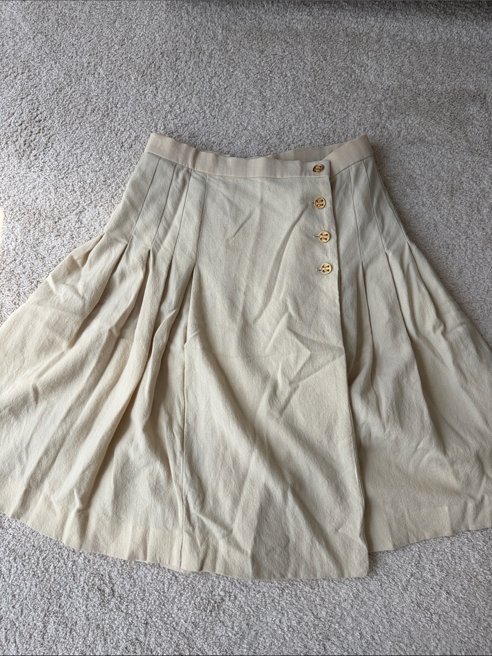 Burberry Cream A-Line Skirt with Gold Buttons